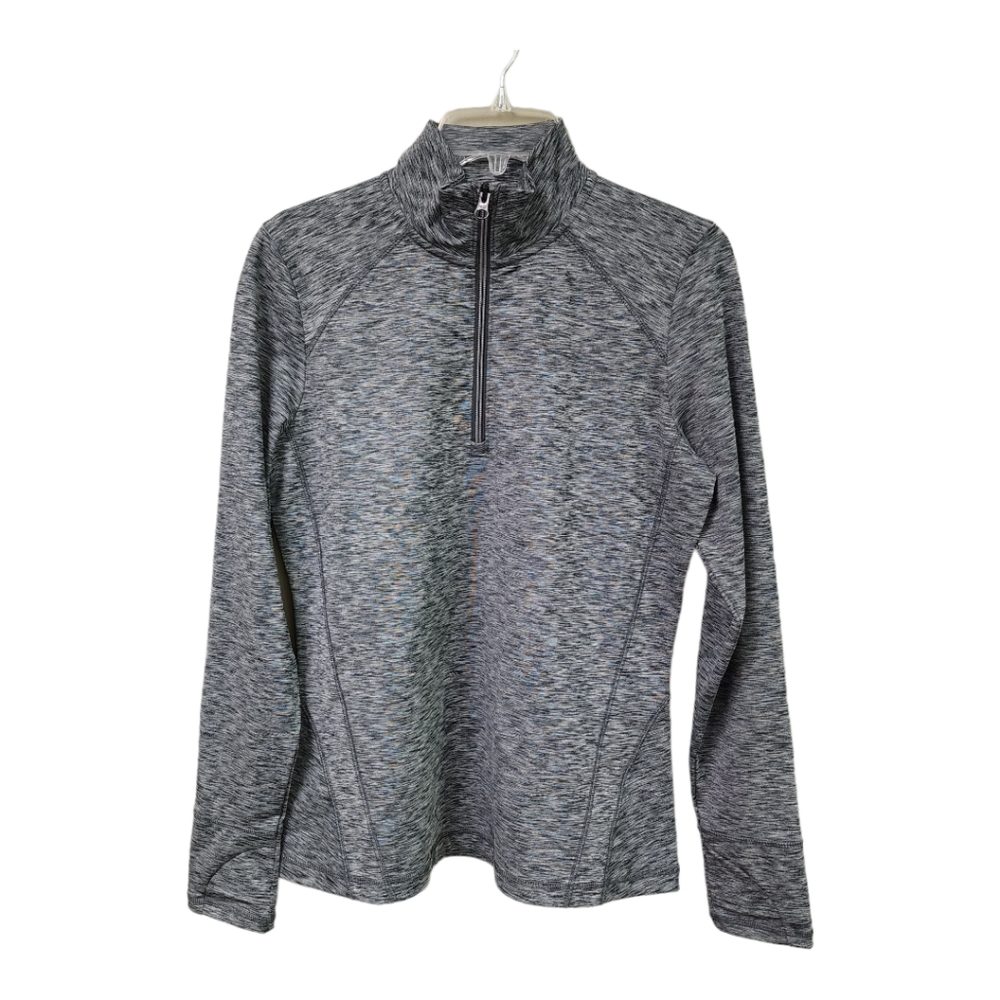 Land's End Women's  Heather Gray3/4 Zip Pullover Size 10/12